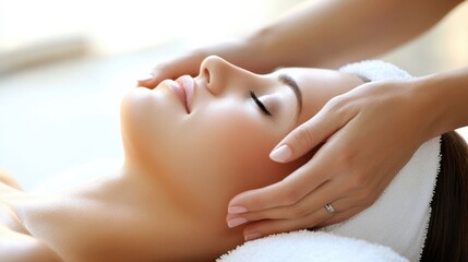A young woman enjoying a massage in a spa salon