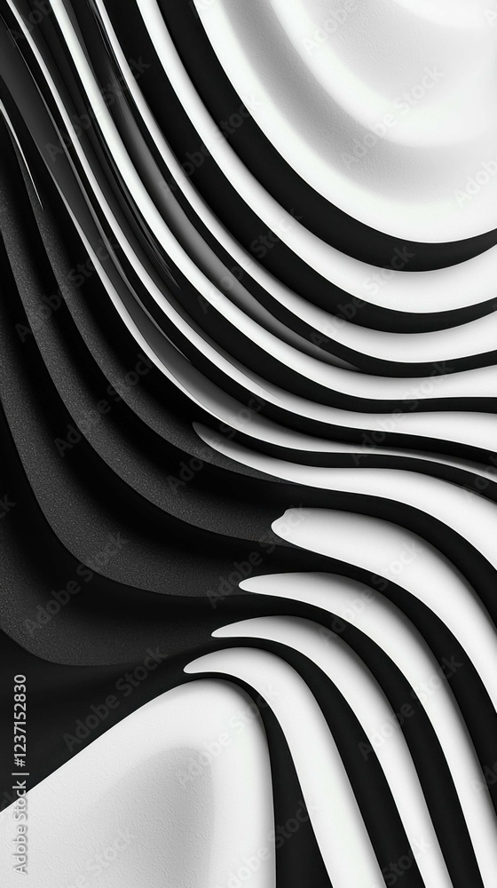 Aufkleber abstract black and white wavy pattern with smooth textures and depth