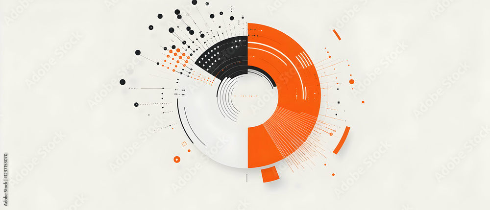 Poster modern circular infographic layout using bold orange and white sections for an engaging data present