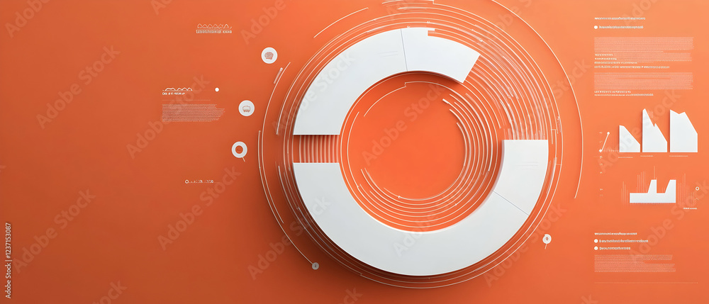 Poster modern circular infographic layout using bold orange and white sections for an engaging data present