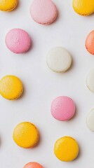Fototapeta premium Colorful Macarons on a White Background for Dessert Lovers