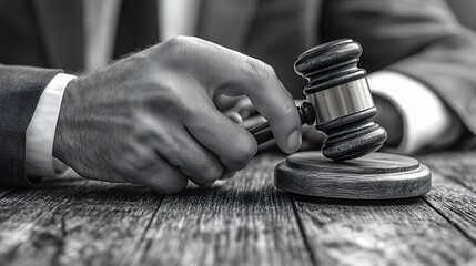 Gavel in Hand: A Monochromatic Legal Scene