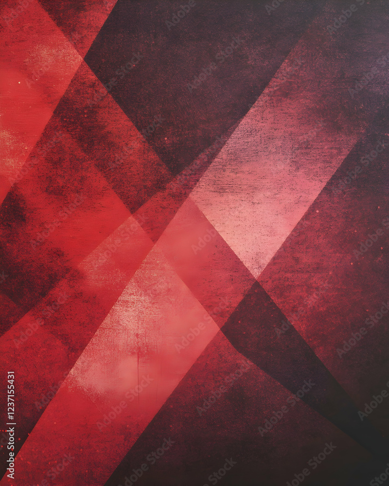 Poster red geometric triangles with grainy texture and subtle gradient tones for a unique background design