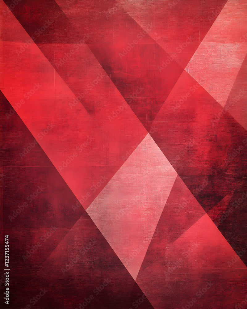 Poster red geometric triangles with grainy texture and subtle gradient tones for a unique background design