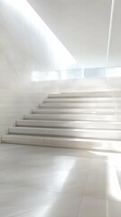 Naklejka premium Bright Minimalist Staircase Design in Modern Architectural Space