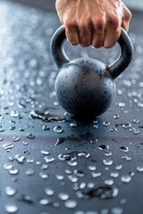 Wet kettlebell workout concept for fitness and strength training enthusiasts
