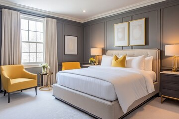 Elegant Master Bedroom Featuring Modern Decor and Neutral Tones