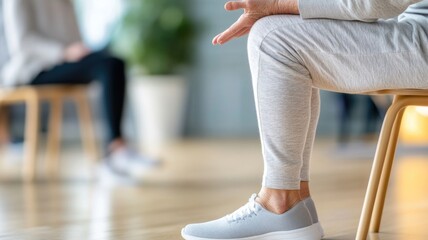 Fitness class with seniors engaging in group exercise activities