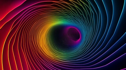 Rainbow Colored Swirling Tunnel Abstract Art
