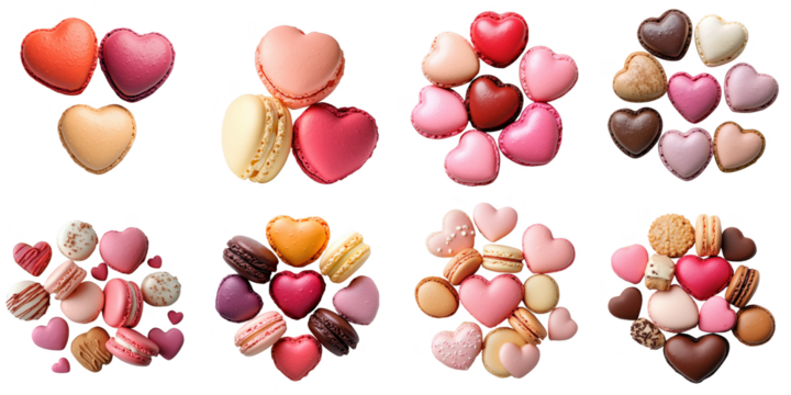 Heart Macaron die cut no bg png for Valentine dessert  decoration purpose concept.