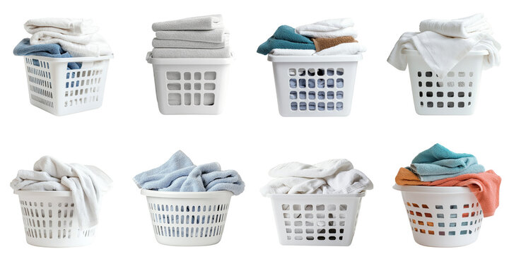 PNG laundry basket no bg sample mockup set wash and clean concept using for decoration.