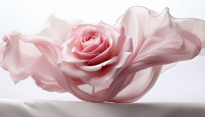 ethereal elegance a pink rose dancing on a white canvas on a clear or white background