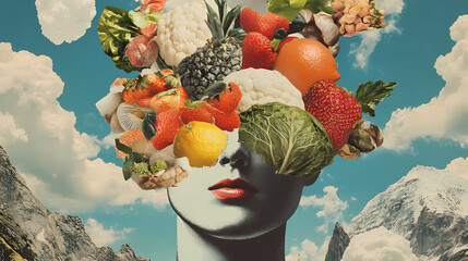 Combining collage and surreal techniques for a surreal culinary poster. Surreal Collage. Illustration