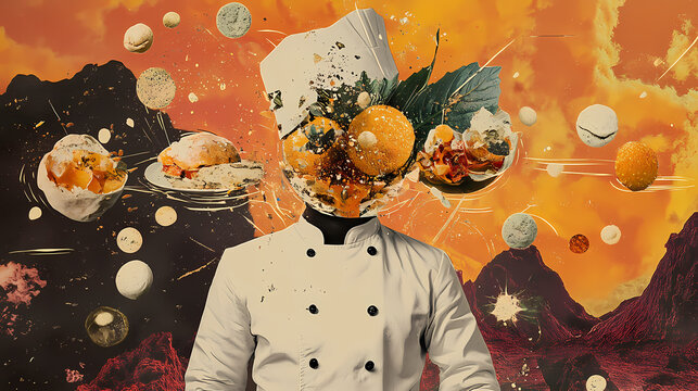 Combining collage and surreal techniques for a surreal culinary poster. Surreal Collage. Illustration