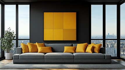 Modern Apartment Living Room with City View