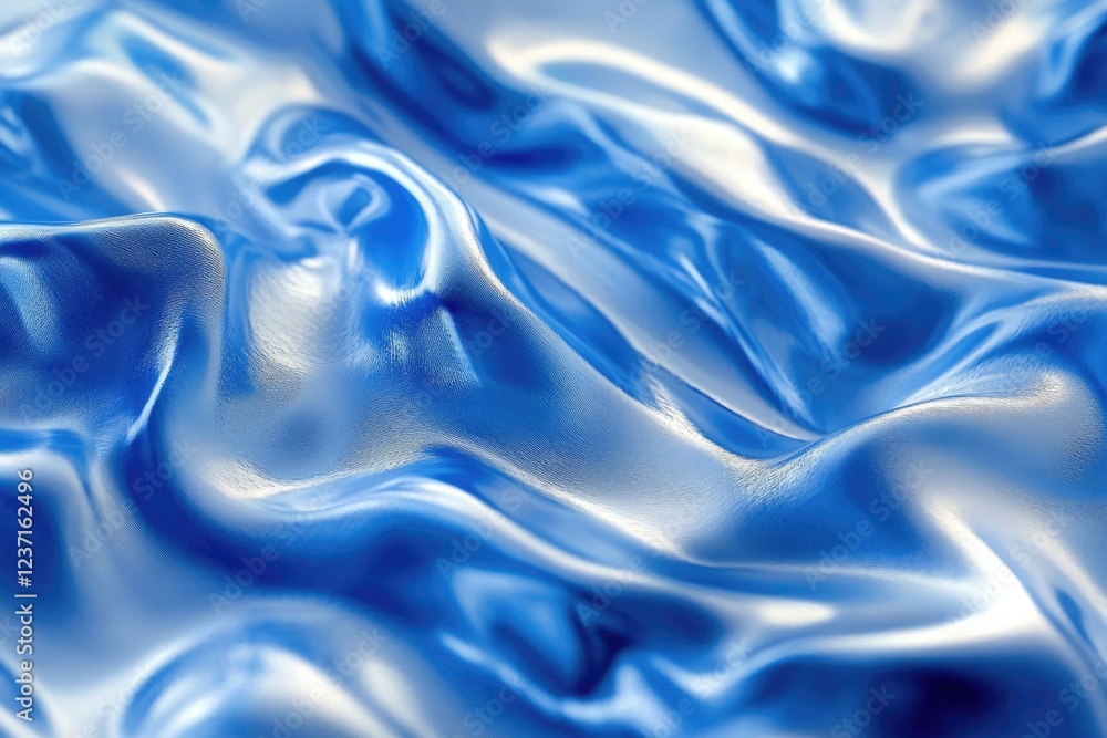 Aufkleber a realistic close-up of a textured blue fabric with watercolor swirling patterns and a soft, high de