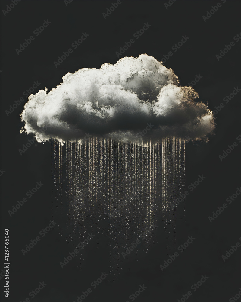 Poster transparent rain cloud for use as an overlay in design projects -
