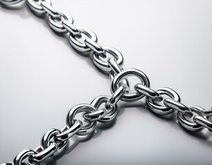 Fototapeta premium a polished silver chain gleams under the studio lights on a clear or white background
