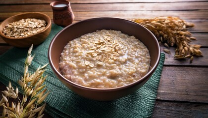 plain oatmeal porridge in bowl healthy vegan vegetarian breakfast food whole grain porridge oats