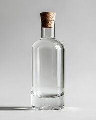 A clear white glass bottle containing whiskey, vodka, gin, liquor, picture, moonshine, or tequila with liquid, available in 750, 700, or 1000 ml (70, 75, or 100 cl) or 1, 0.7, or 0.75 L capacity