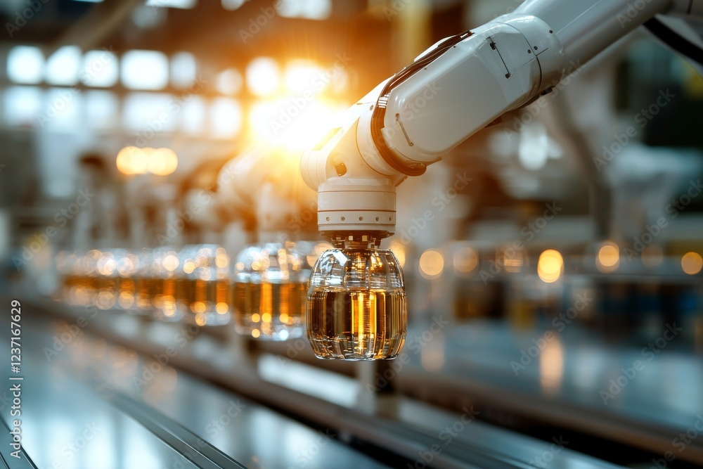 Poster in a smart manufacturing setup, a robotic automaton is deployed along with touch screen tablets that