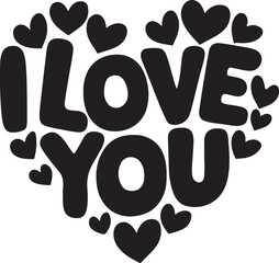I love you typography design 