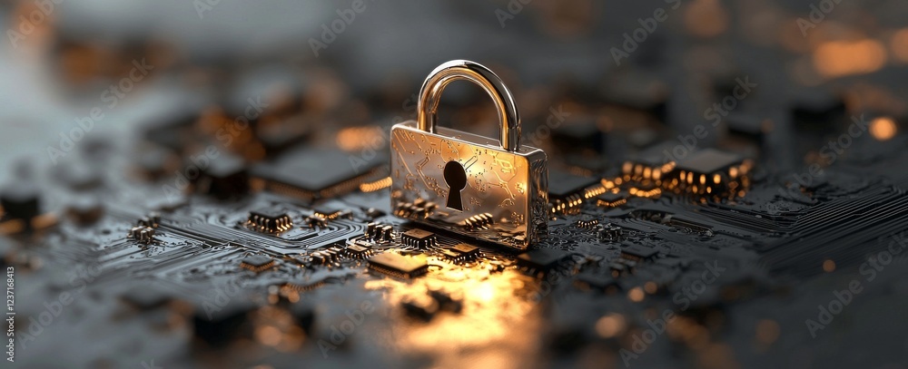 Poster concept of cyber data privacy displayed on a virtual screen