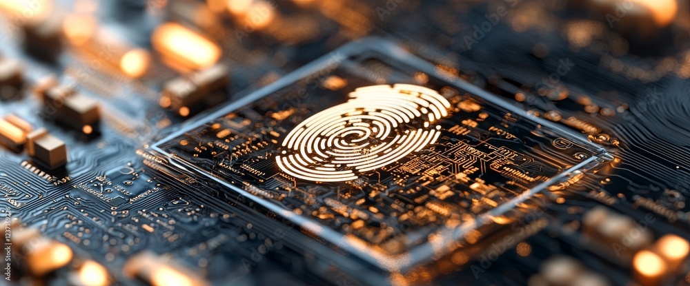 Aufkleber accessing secured computer networks and digital systems through fingerprint authentication. illustra