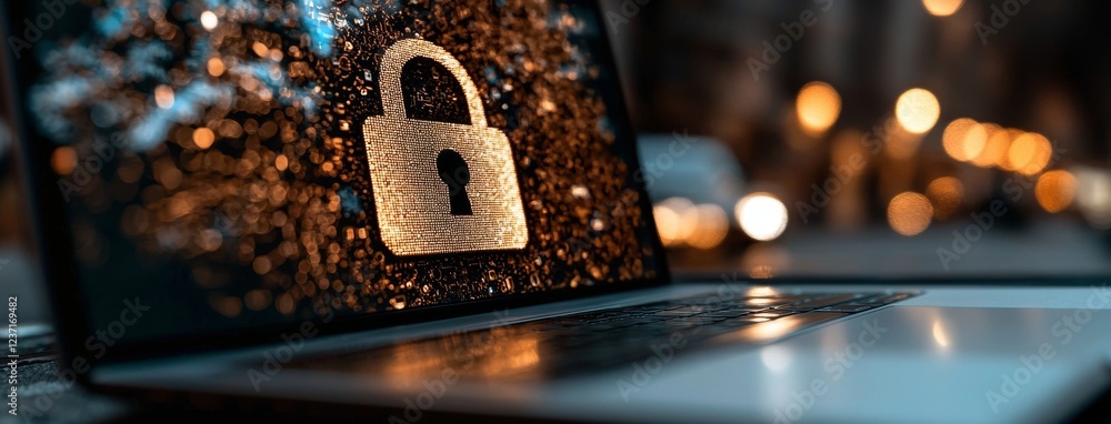Poster cyber security and data protection, emphasizing information privacy and internet technology. a busin