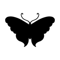 Silhouette, stamp of a winged insect, decorative butterfly. Vector graphics.