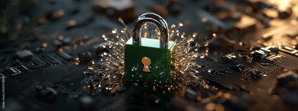 Poster a stock design featuring a close-up of a secure connection or cybersecurity service concept, showcas