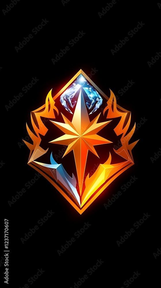 Poster symbolic design of balance between contrasting elements: fire and ice