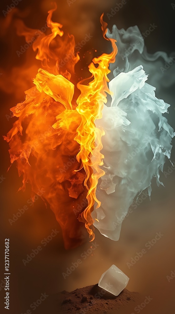 Aufkleber fire and ice collide in a striking visual representation of contrasting elements