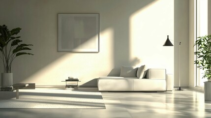 Fototapeta premium Bright and Airy Modern Living Room with Minimalist Decor