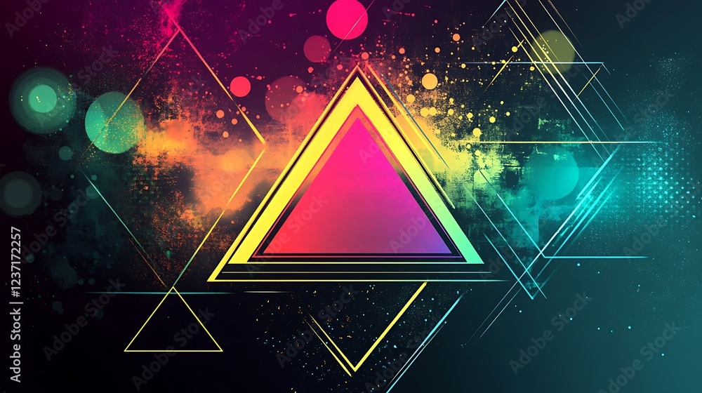 Poster Abstract Colorful Triangle Geometric Design Background