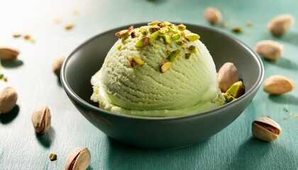 creamy pistachio ice cream with chopped fresh nuts