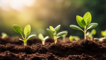 Fototapeta premium seedlings sprouting and flourishing in a fertile and nourishing soil surroundings