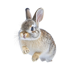 Fototapeta premium Small Rabbit Hopping Through Snowy Meadow Isolated on Transparent Background