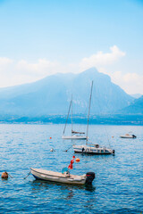 Castello Scaligero, Lake Garda, Italy. Lago di garda. a beautiful lake for swimming, sailing and water sports