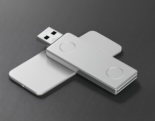 blank white plastic wafer usb card mockup opened and closed clipping path 3d rendering visiting flash drive namecard mock up call card disk souvenir presentation flat credit stick adapter design