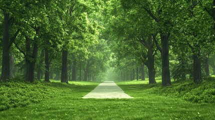 Fototapeta premium Serene path through lush green forest park