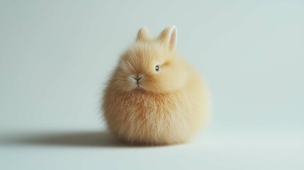 Adorable Fluffy Bunny With Soft Fur Sitting on Clean White Surface