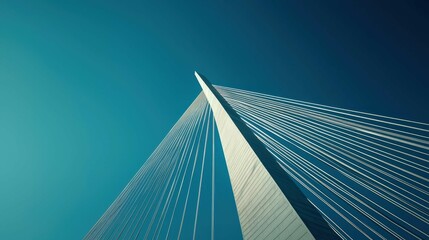 Majestic Cable-Stayed Bridge Against a Clear Blue Sky