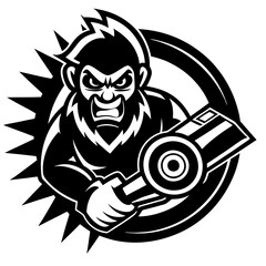 Angle Grinder Construction Tool Vector | Clipart, Line Art & Cartoon Illustration, High-quality angle grinder vector—cartoon, clipart, and line art for design, prints, and digital use.