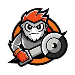 Angle Grinder Construction Tool Vector | Clipart, Line Art & Cartoon Illustration, High-quality angle grinder vector—cartoon, clipart, and line art for design, prints, and digital use.