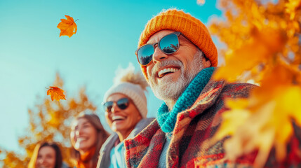 Autumnal Joy: Friends Embrace the Season