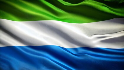 Vibrant Sierra Leone flag waving with luxurious satin texture - Patriotic and cultural symbol