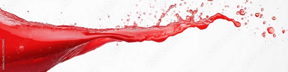 Poster a splash of red liquid is splashing out of a bottle. the splash is very large and covers a large por