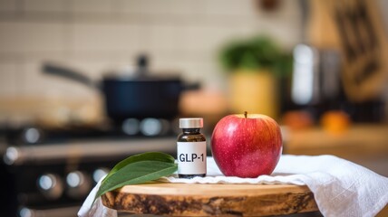 Apple with glp-1. symbolizing weight loss and healthy eating.