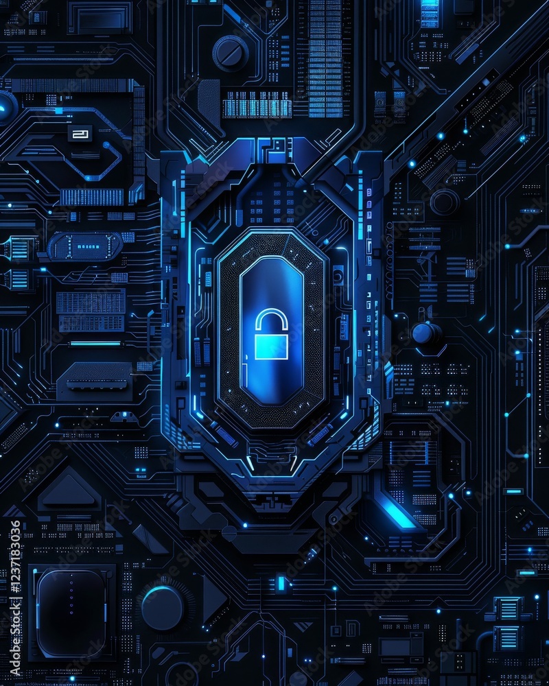 Poster symbolic integration: a minimalist padlock design inspiring security and simplicity in modern contex